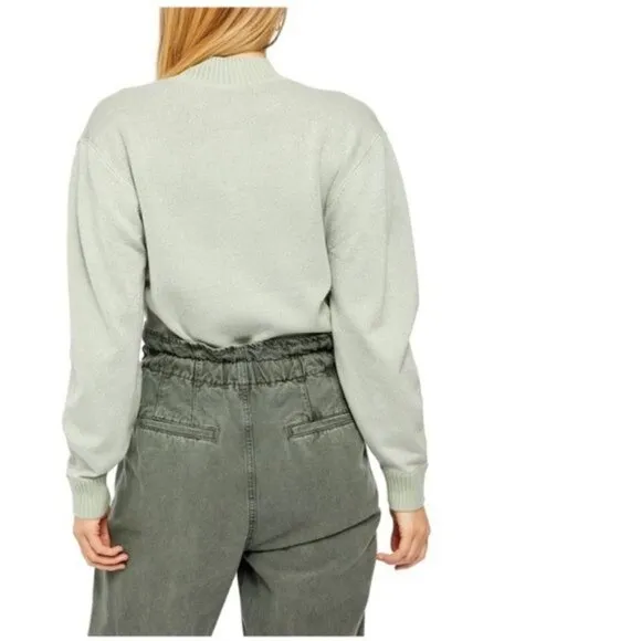 NWT Free People Starry Night Gray Metallic Silver Sparkle Sweater Sz. M