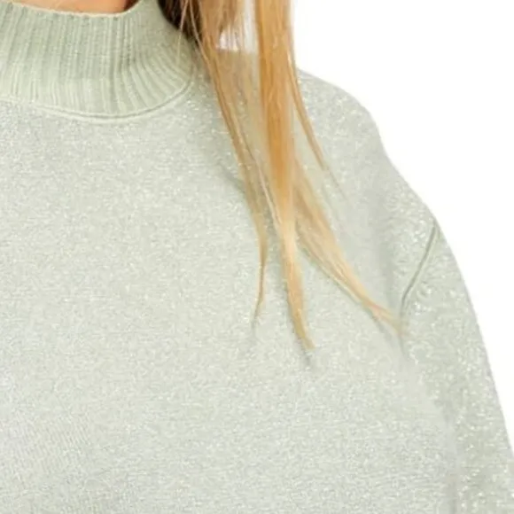 NWT Free People Starry Night Gray Metallic Silver Sparkle Sweater Sz. M
