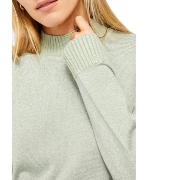 NWT Free People Starry Night Gray Metallic Silver Sparkle Sweater Sz. M