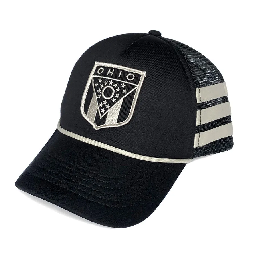 Ohio Retro Foam Striped Trucker - Black