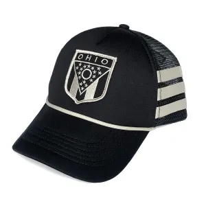 Ohio Retro Foam Striped Trucker - Black