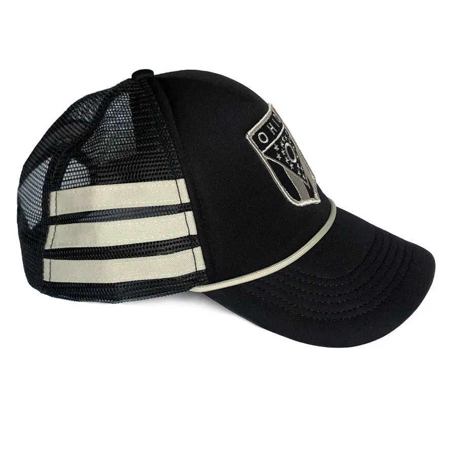 Ohio Retro Foam Striped Trucker - Black