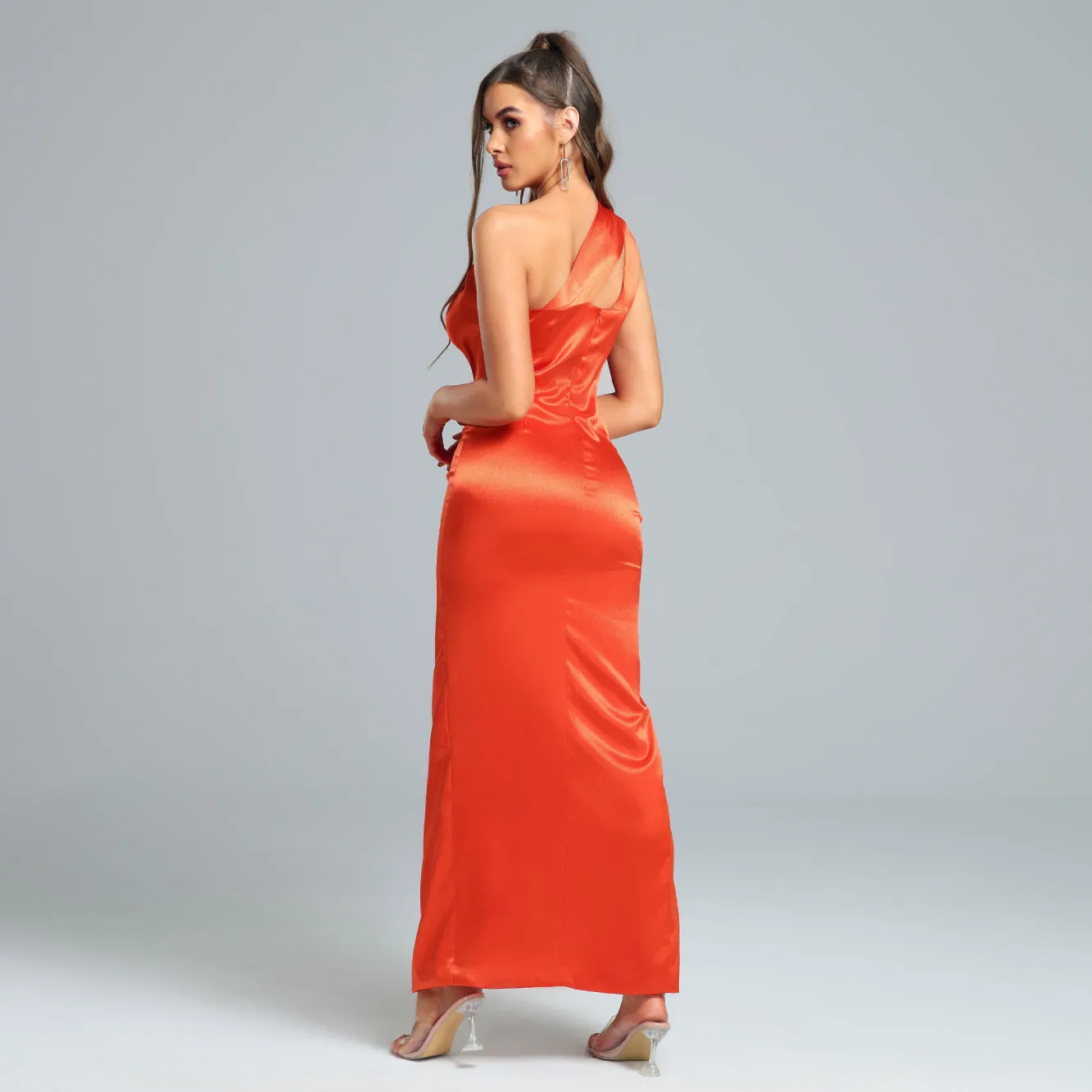 One Shoulder Side Slit Maxi Dress