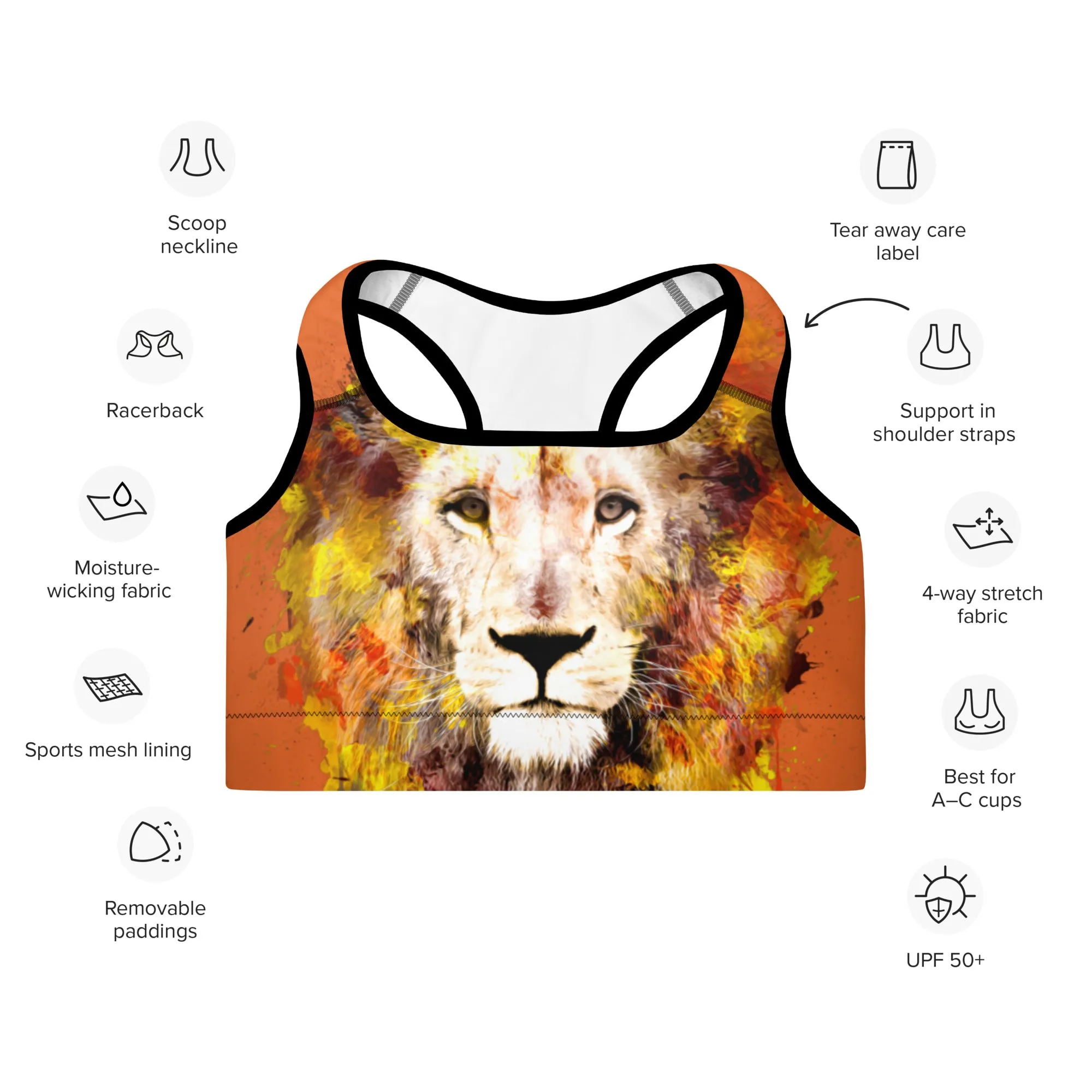 Orange/Lion Sports Bra
