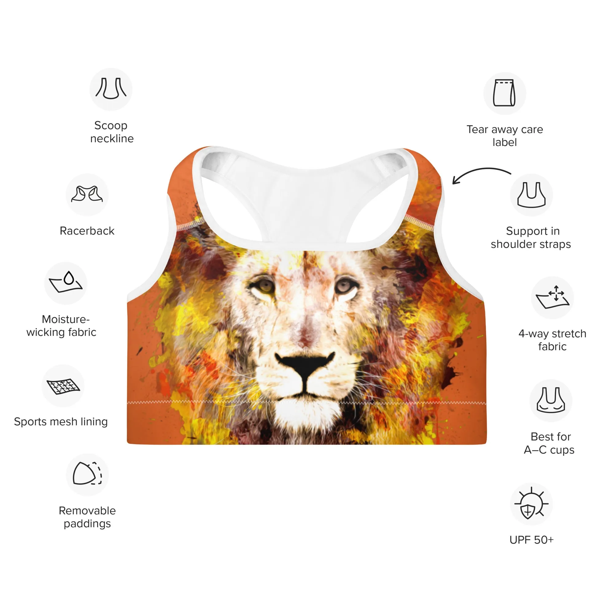 Orange/Lion Sports Bra