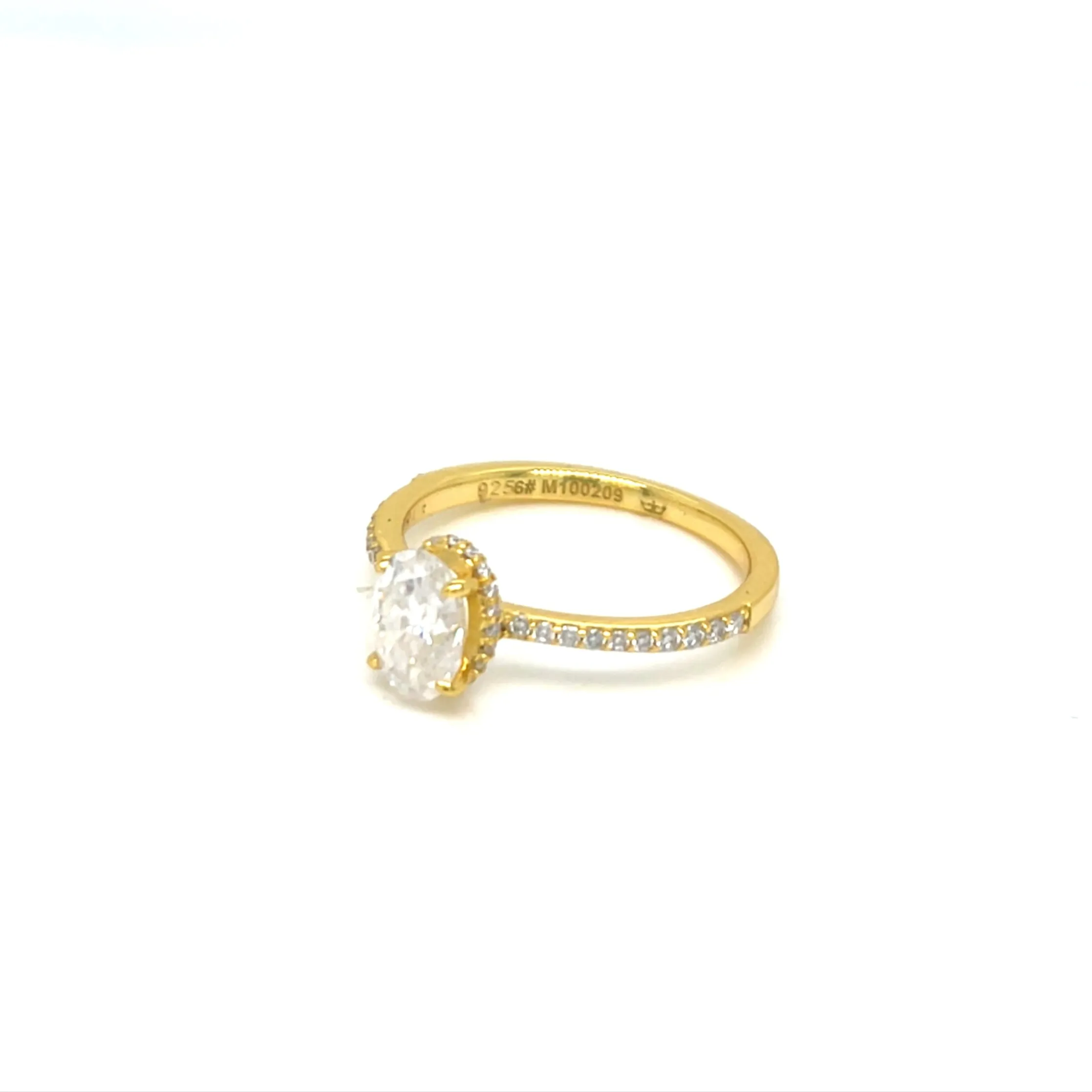 Oval Main Moissanite 1.23CT Engagement 925 Sterling Silver Ring - M100209