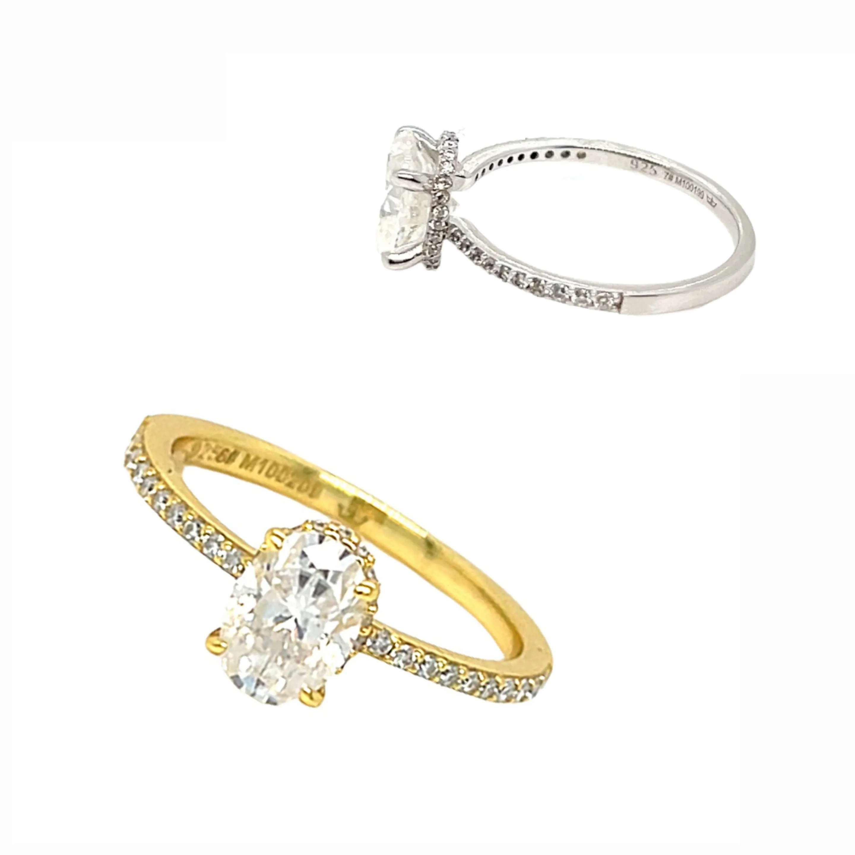 Oval Main Moissanite 1.23CT Engagement 925 Sterling Silver Ring - M100209