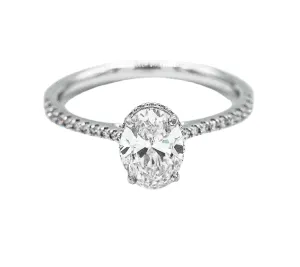 Oval Main Moissanite 1.23CT Engagement 925 Sterling Silver Ring - M100209