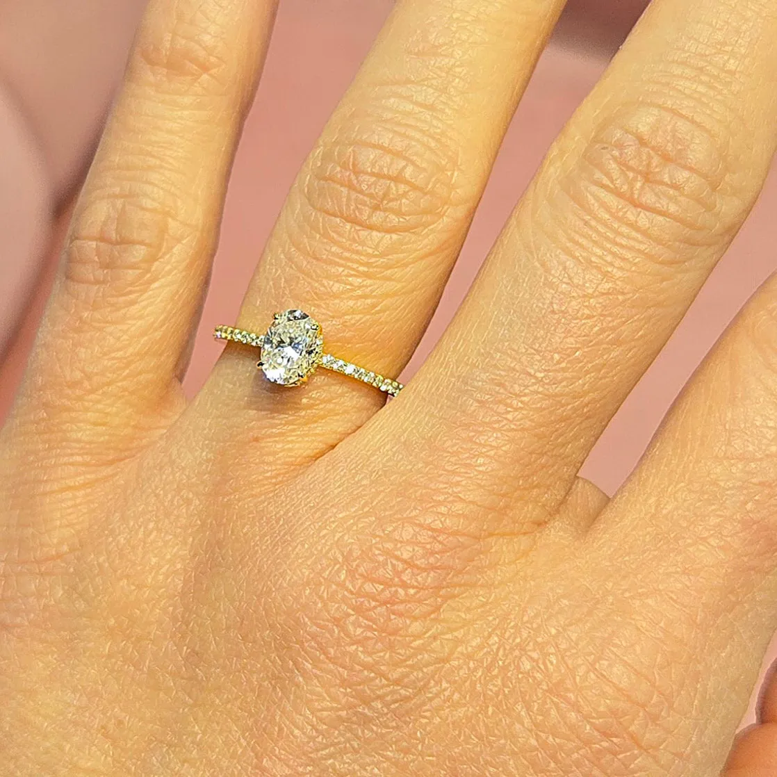 Oval Main Moissanite 1.23CT Engagement 925 Sterling Silver Ring - M100209