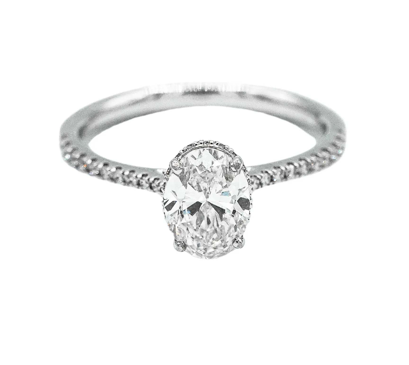 Oval Main Moissanite 1.23CT Engagement 925 Sterling Silver Ring - M100209