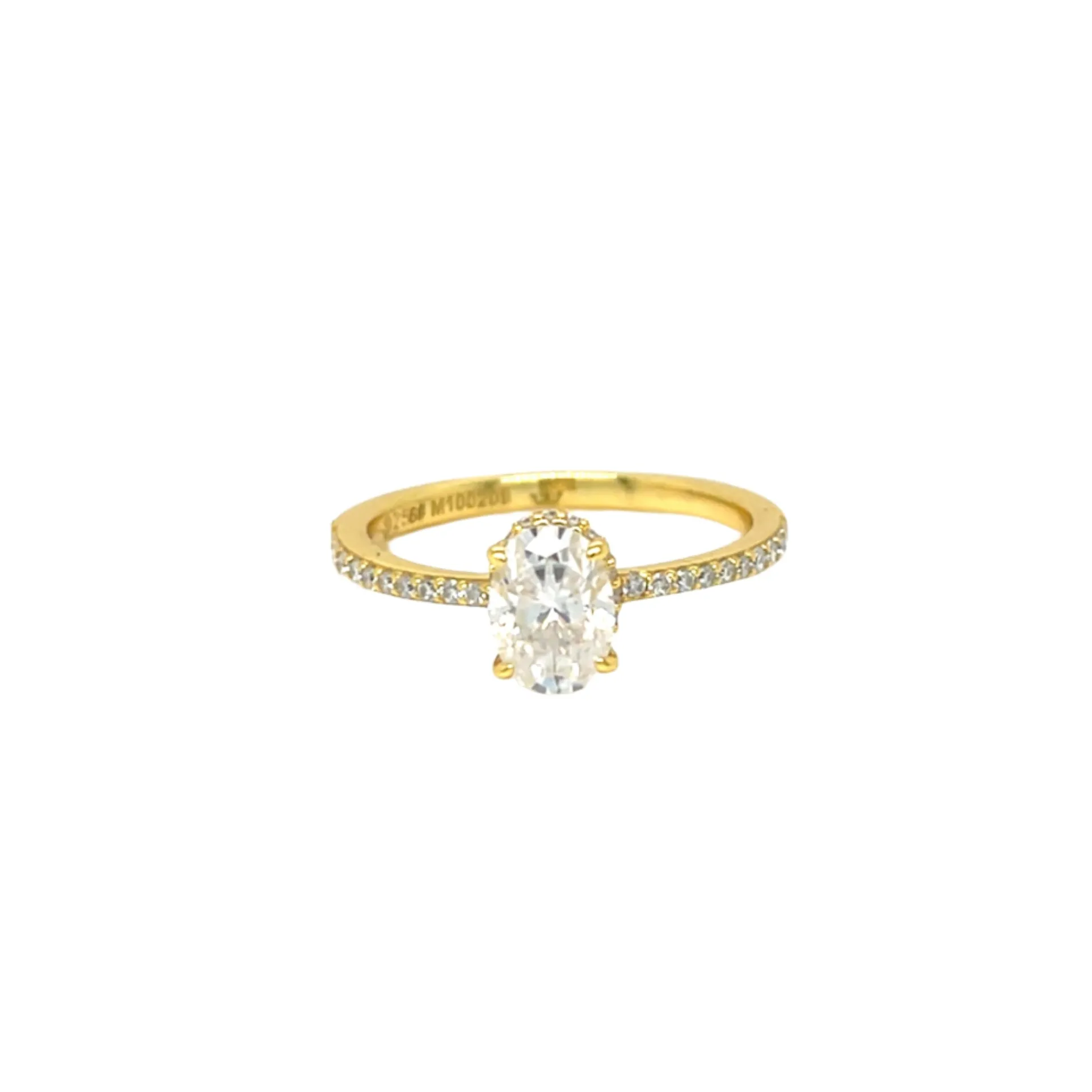 Oval Main Moissanite 1.23CT Engagement 925 Sterling Silver Ring - M100209