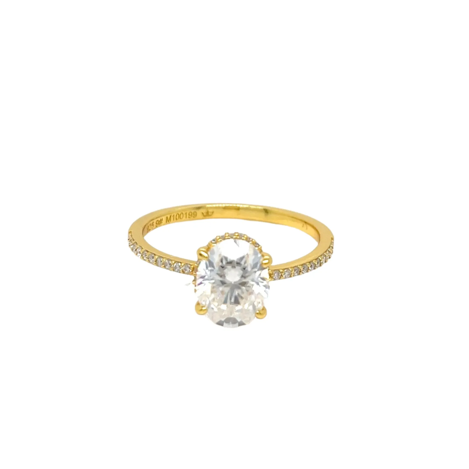 Oval Main Moissanite 2.23CT Engagement 925 Sterling Silver Ring - M100199