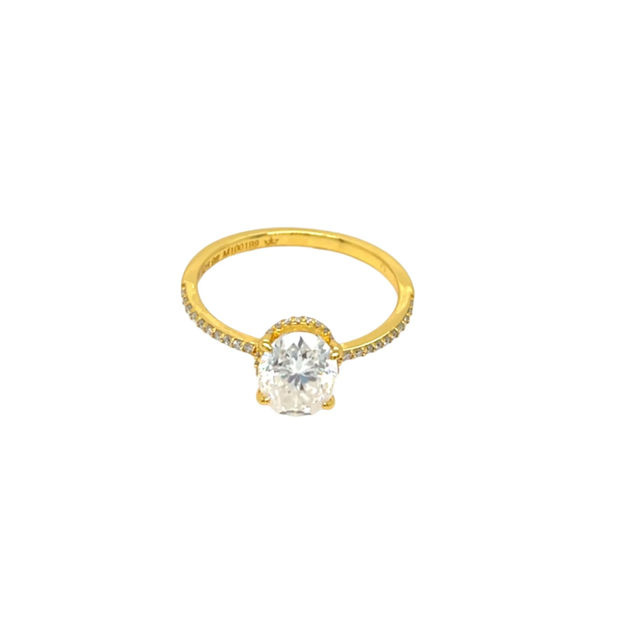 Oval Main Moissanite 2.23CT Engagement 925 Sterling Silver Ring - M100199