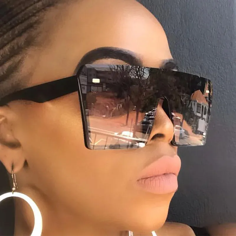 Oversize Square Sunglasses Women Retro Gradient Sun Glasses Men Blue Big Frame Vintage Eyewear UV400