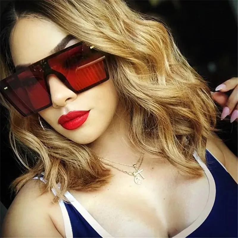 Oversize Square Sunglasses Women Retro Gradient Sun Glasses Men Blue Big Frame Vintage Eyewear UV400