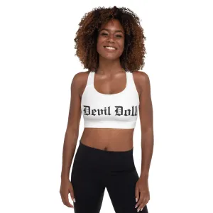 Padded Sports Bra - white w/ Old English (2 sided) 2 styles