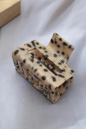 Parchment Leopard Print Cutout Square Claw Clip