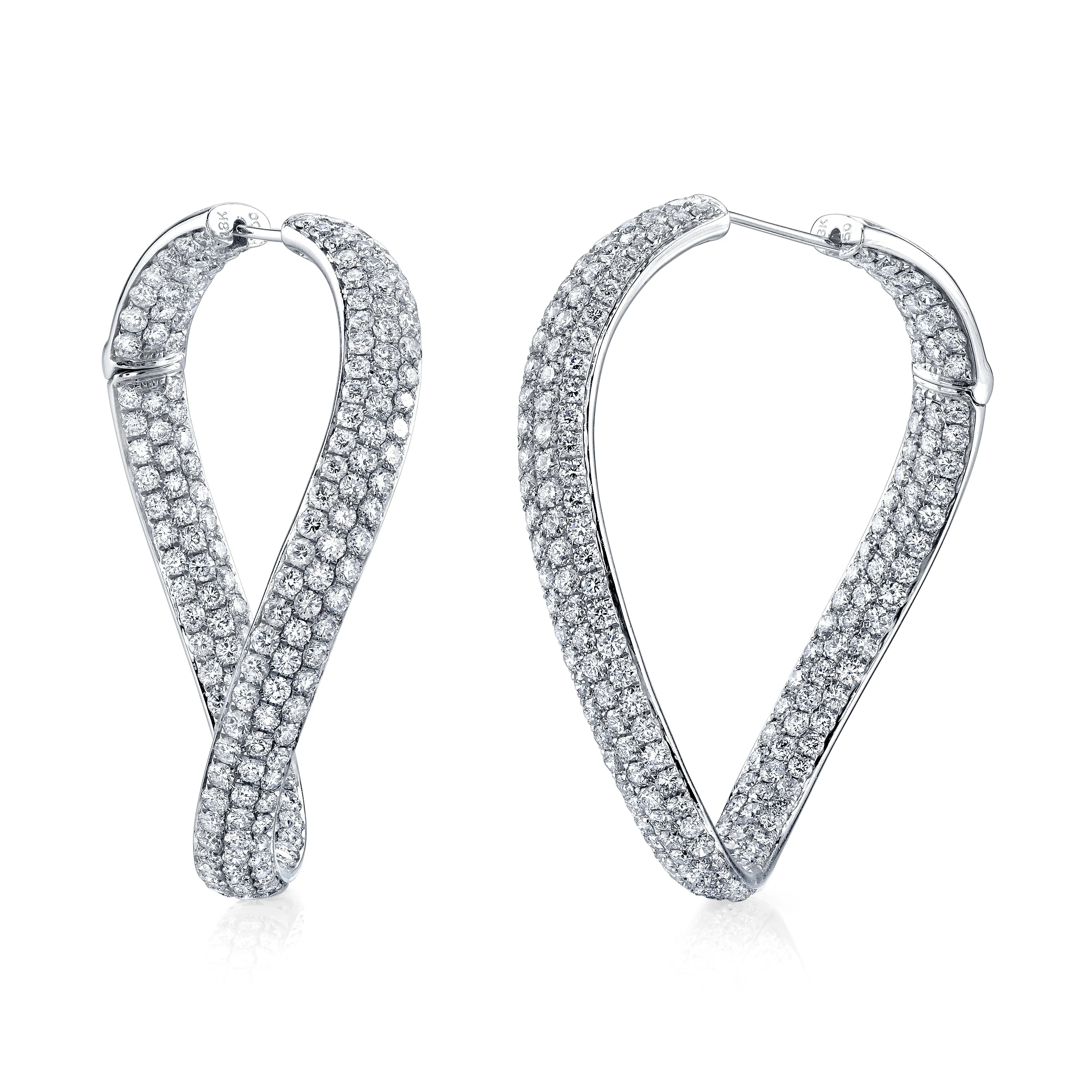 Pave Diamond Wave Hoops