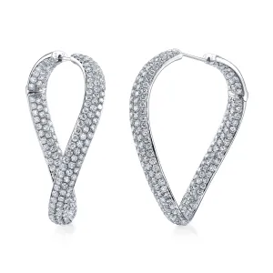 Pave Diamond Wave Hoops