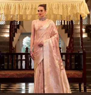 Peach Satin Silk Saree