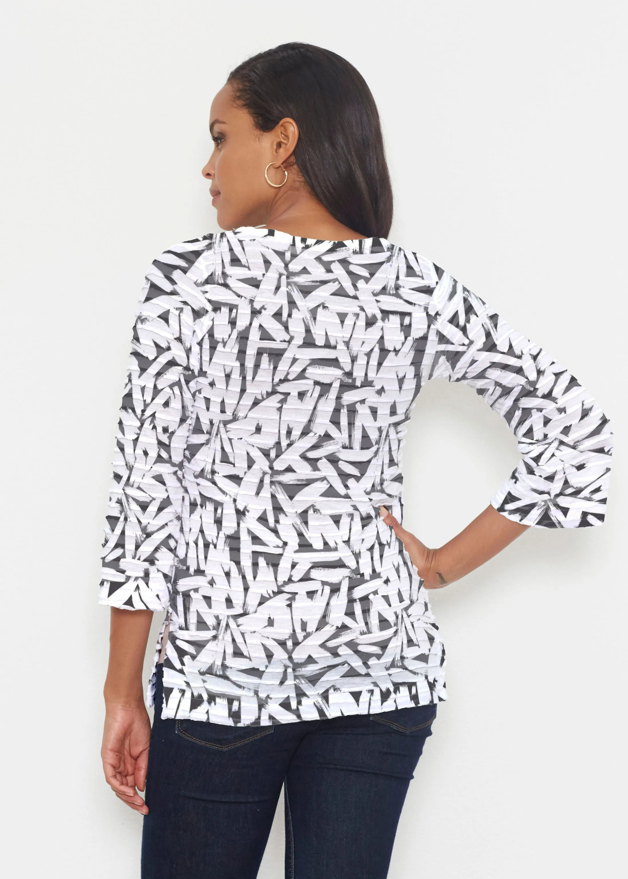 Pick Up Sticks (14300) ~ Banded 3/4 Bell-Sleeve V-Neck Tunic