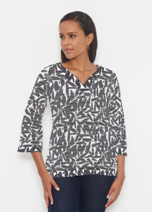 Pick Up Sticks (14300) ~ Banded 3/4 Bell-Sleeve V-Neck Tunic