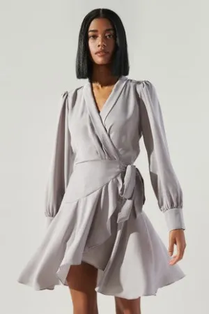 Pirouette Satin Wrap Dress