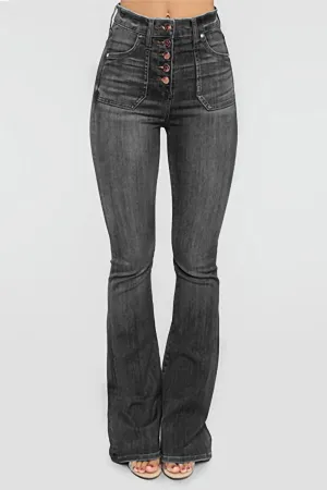 Plain High-rise Flared Jeans