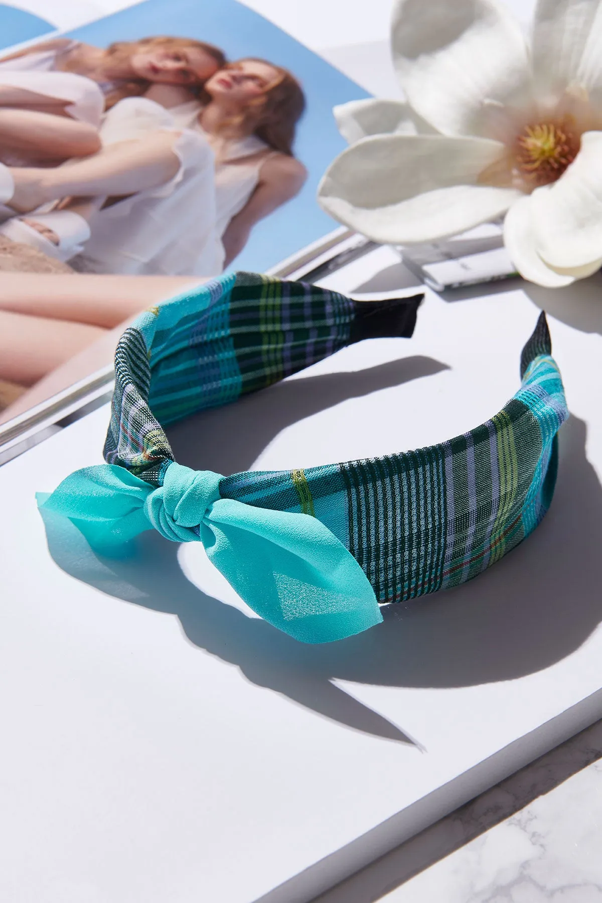 Plain Ribbon Checked Hairband