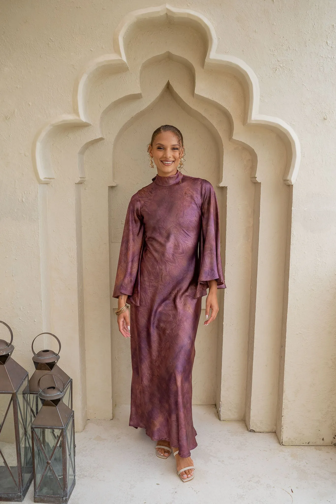 Plum Mirage Flow & Drape Maxi Dress