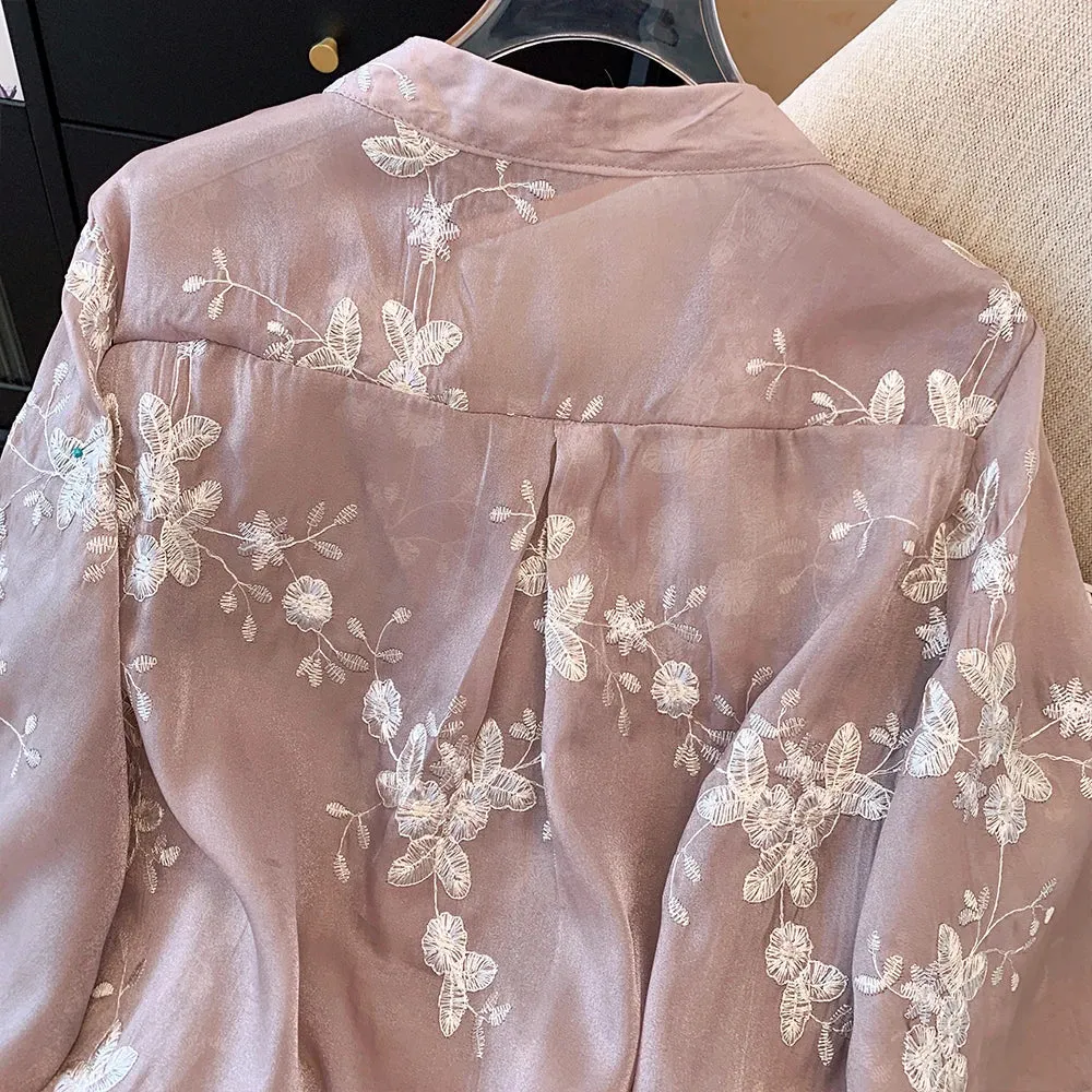 Plus Size Casual Chiffon Loose Chinese Style Blouse