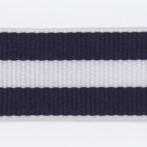 Polyester Stripe Grosgrain Ribbon #01 Navy & White