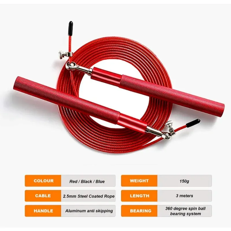 Premium Sports Jump Rope for Adults – 3m Adjustable Steel Wire Rope for Fitness, Weight Loss, and Physical Education, Durable Aluminum Handles, Ideal for College Entrance Exam Training and Endurance Workouts