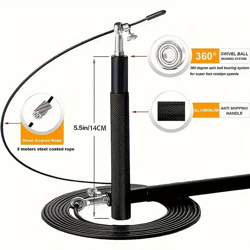 Premium Sports Jump Rope for Adults – 3m Adjustable Steel Wire Rope for Fitness, Weight Loss, and Physical Education, Durable Aluminum Handles, Ideal for College Entrance Exam Training and Endurance Workouts