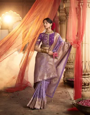 Purple Satin Silk Saree