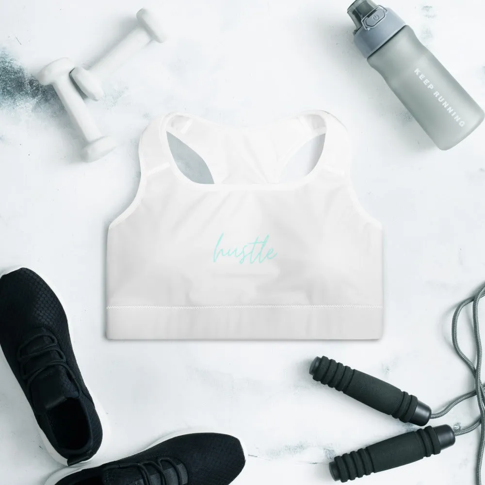 "Hustle- AQUA" Padded Sports Bra