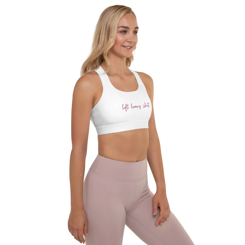 "Lift Heavy Shit- BURGUNDY" Padded Sports Bra