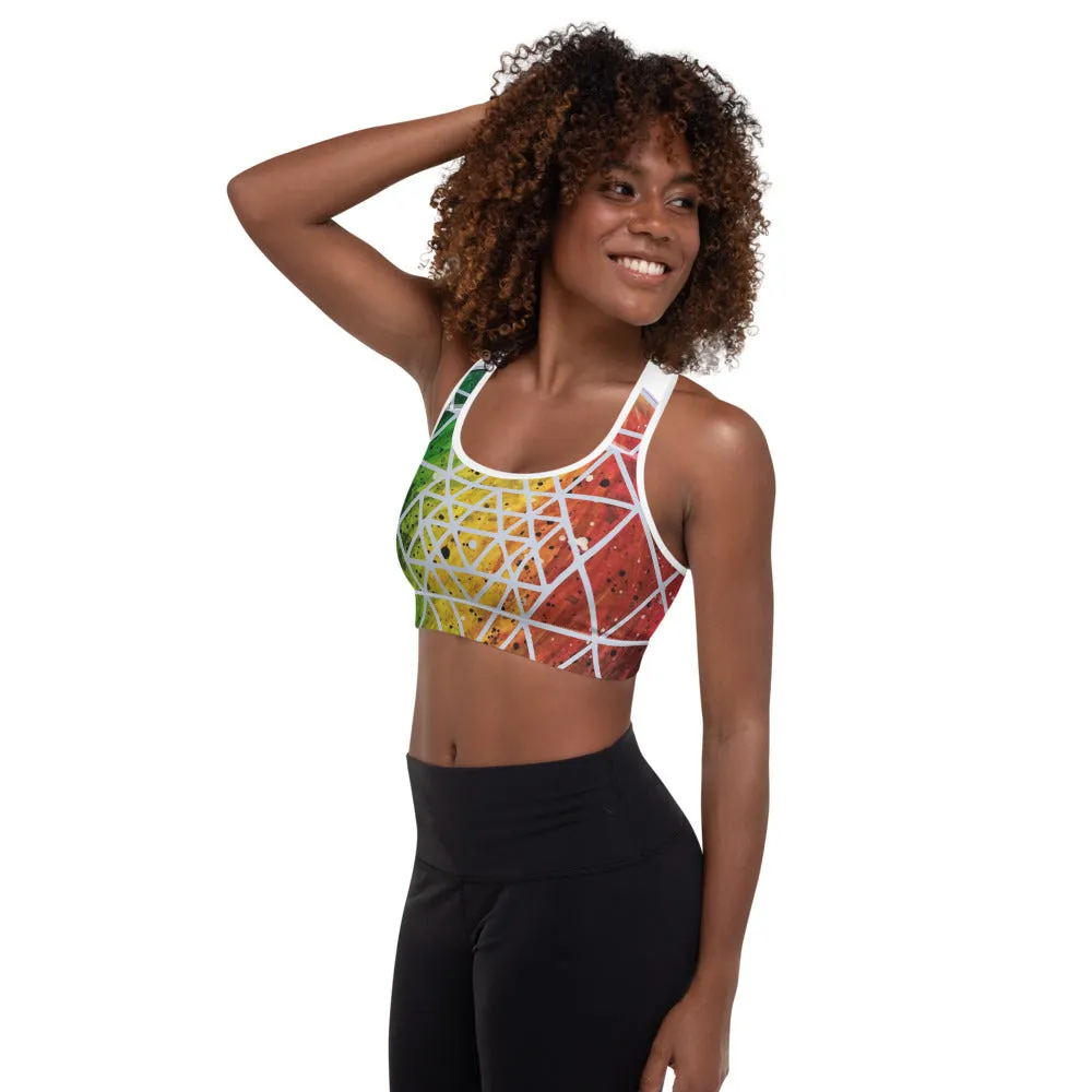 Rasta Sri Yantra ~ Wearable Art Cosmic Sacred Geometry Sports Bra
