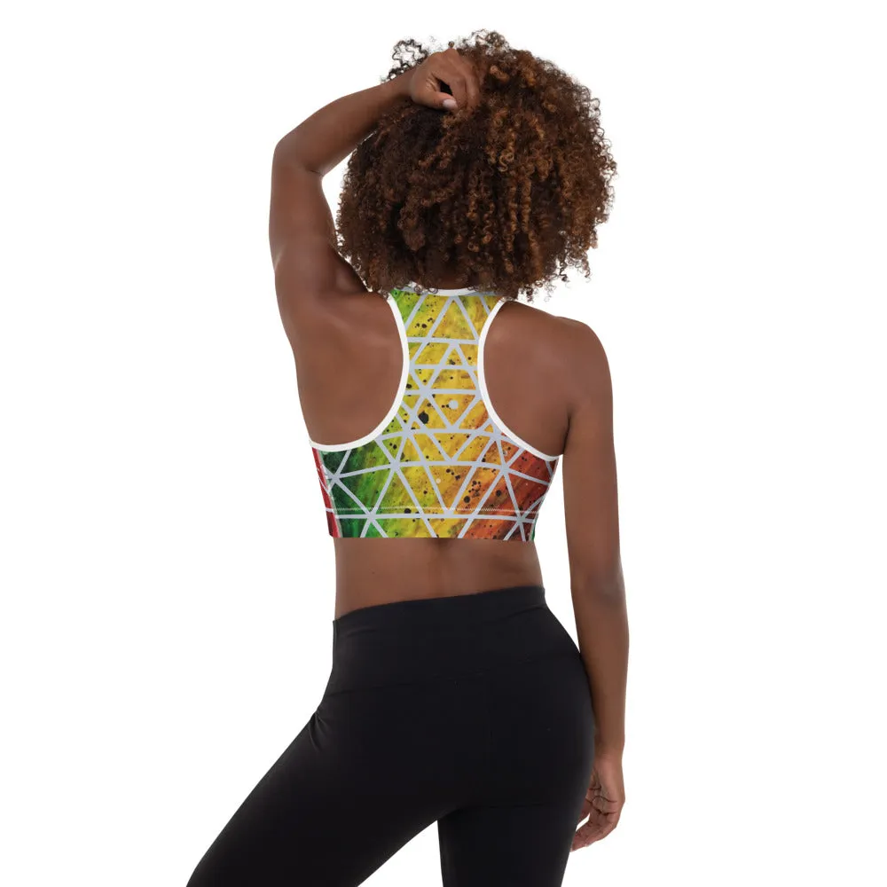 Rasta Sri Yantra ~ Wearable Art Cosmic Sacred Geometry Sports Bra