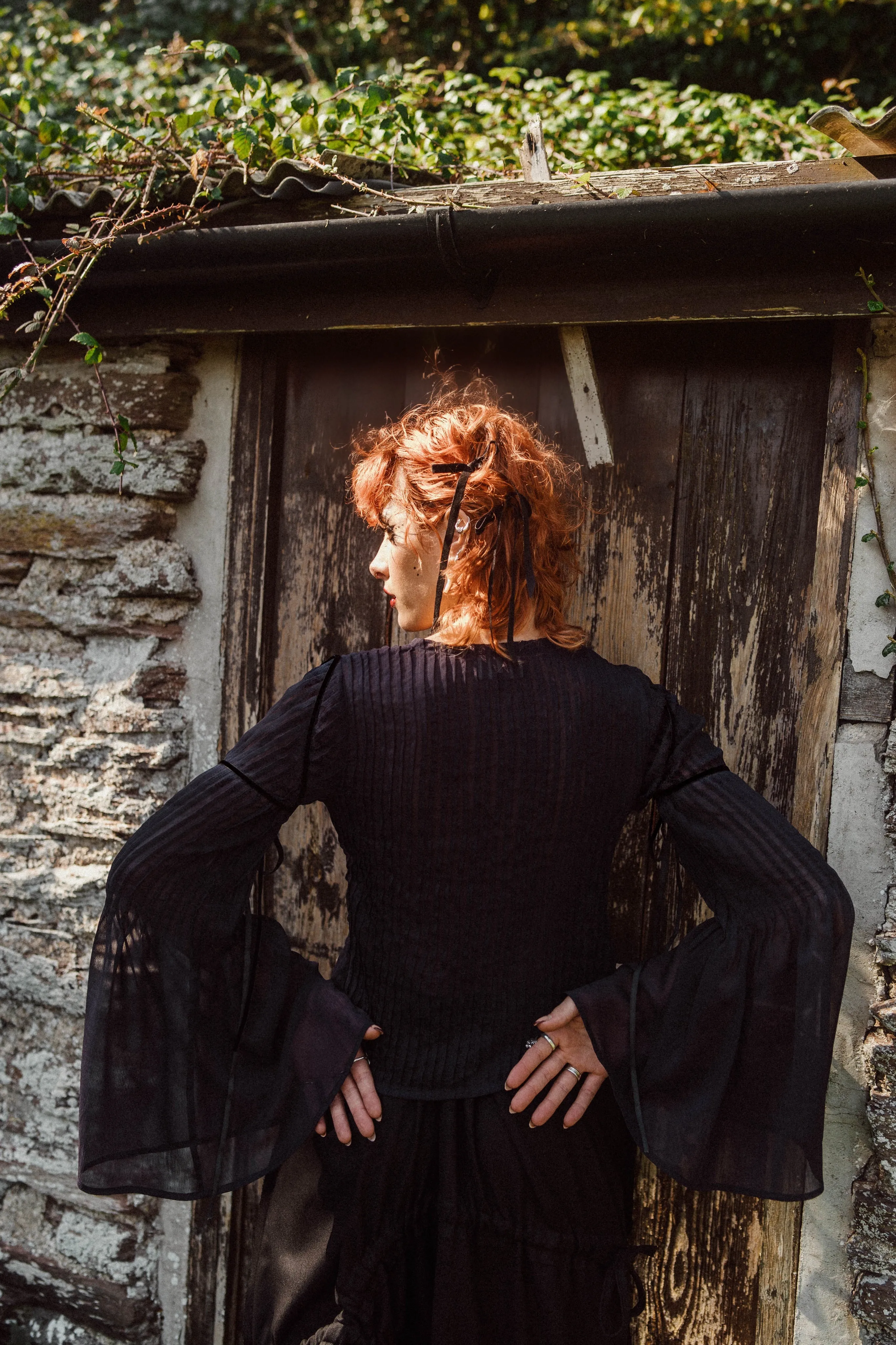 Recycled Chiffon Pleated Blouse