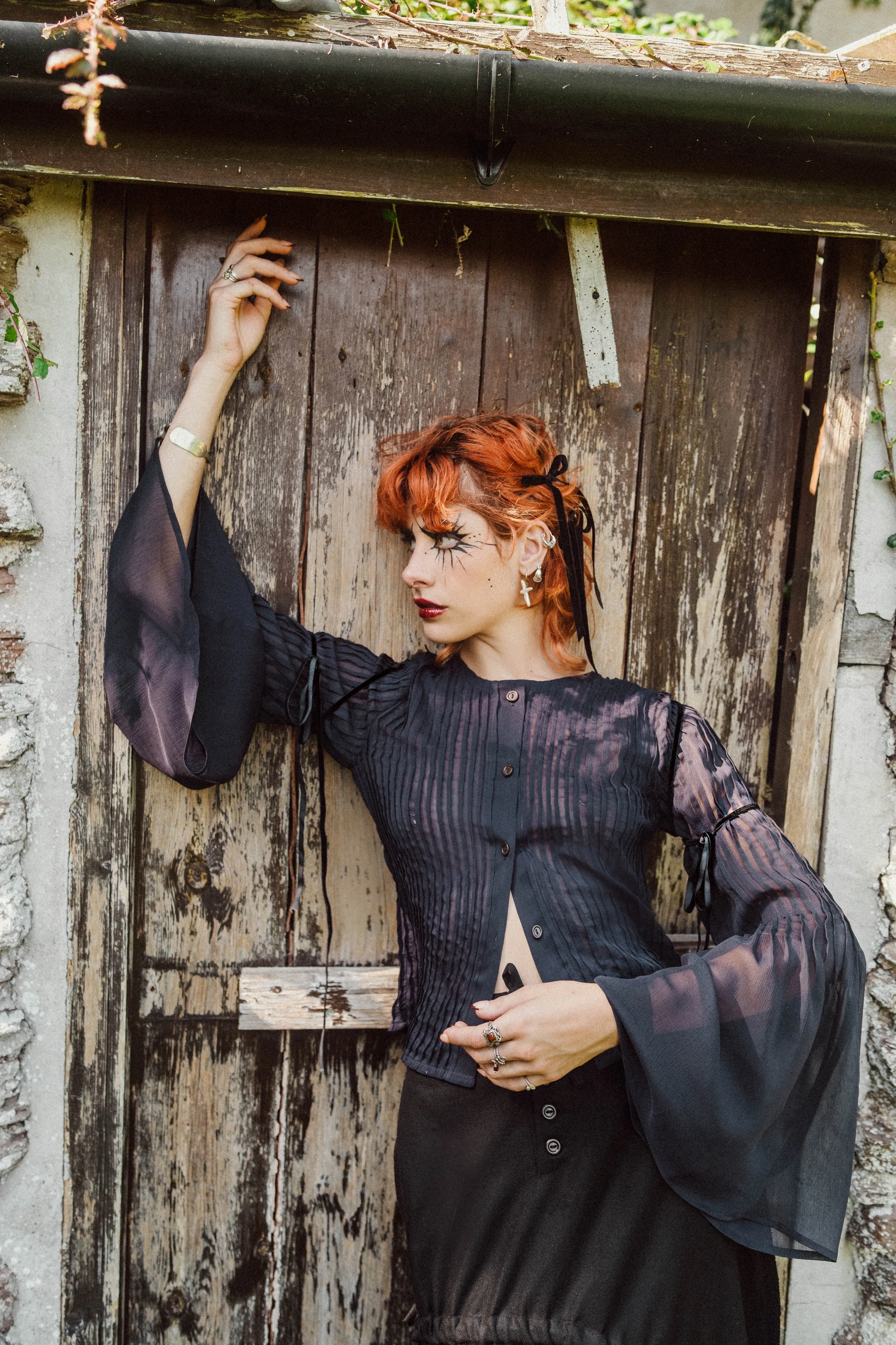 Recycled Chiffon Pleated Blouse