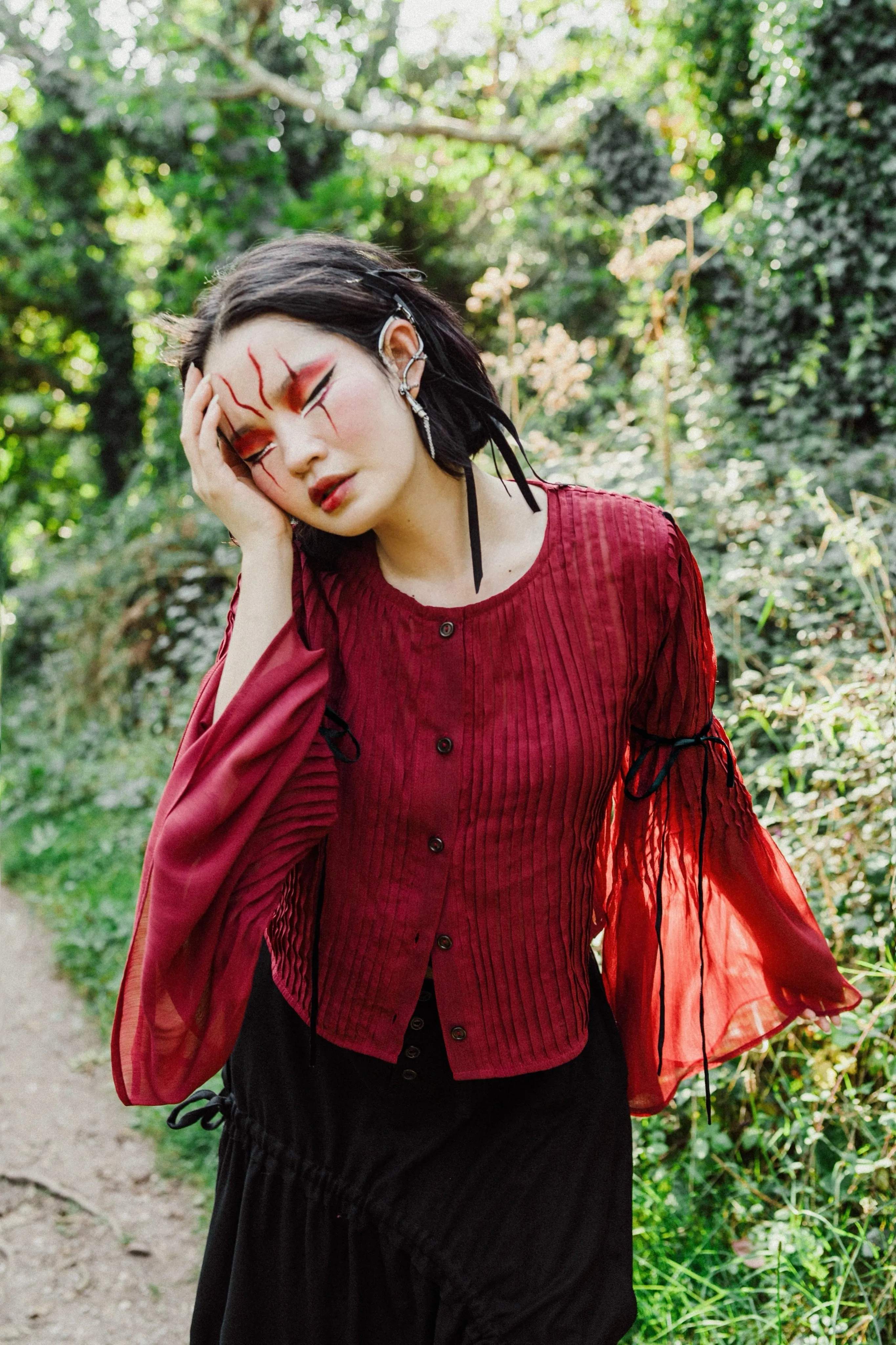 Recycled Chiffon Pleated Blouse