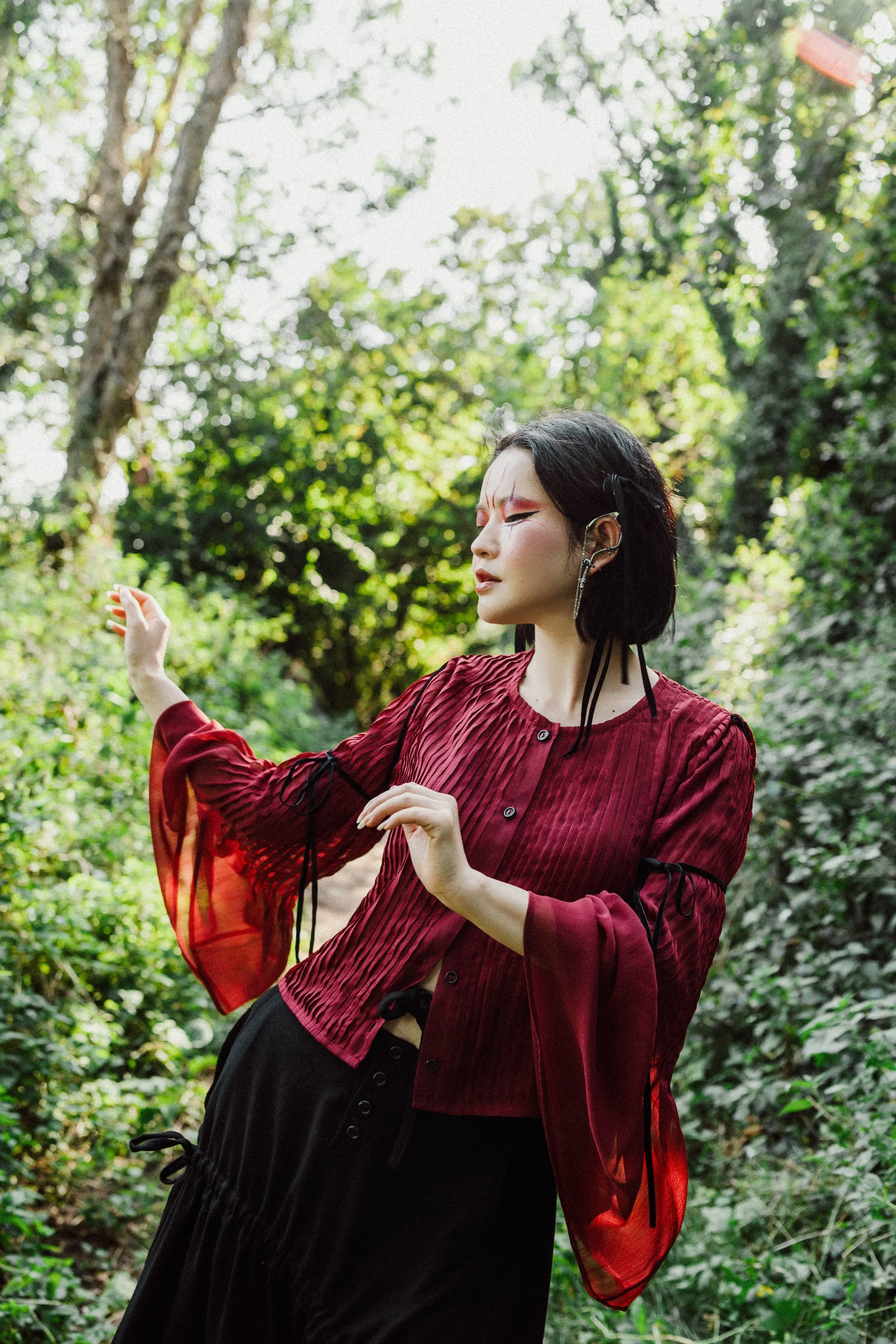 Recycled Chiffon Pleated Blouse