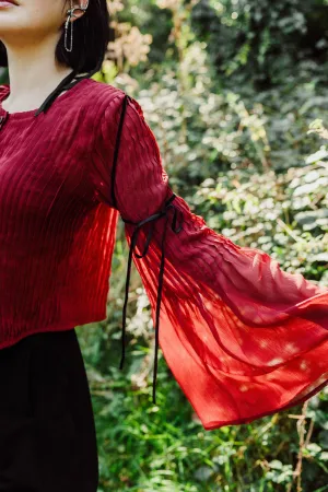 Recycled Chiffon Pleated Blouse