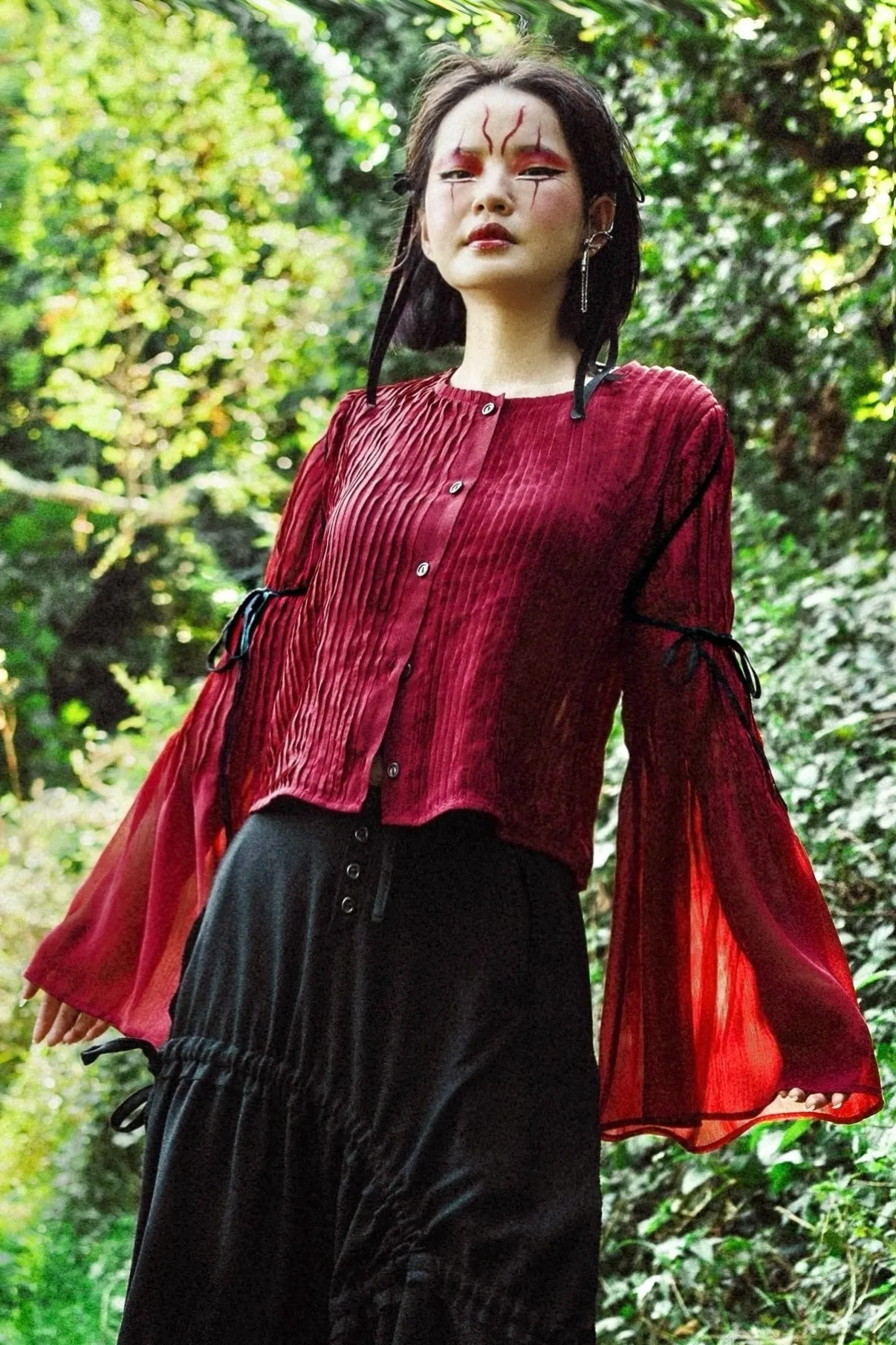 Recycled Chiffon Pleated Blouse