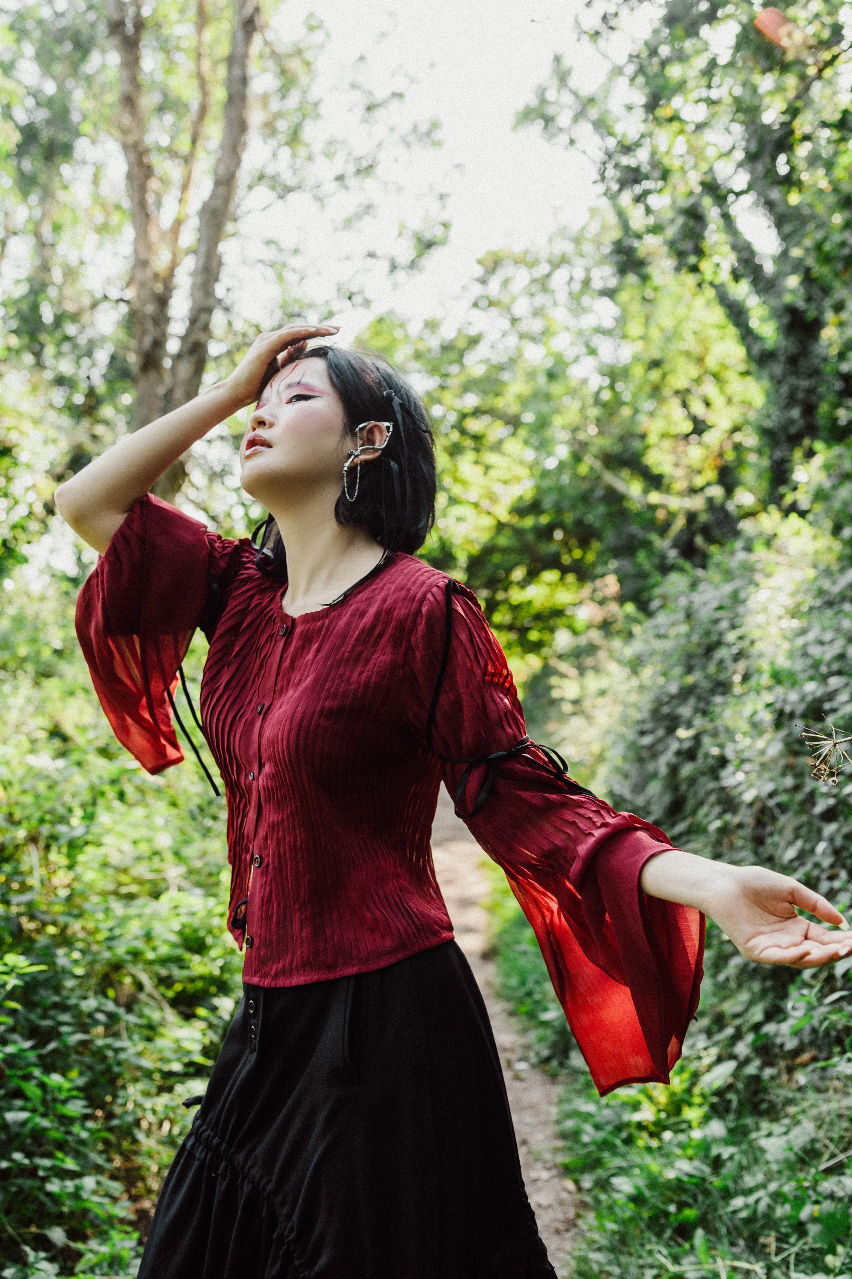 Recycled Chiffon Pleated Blouse