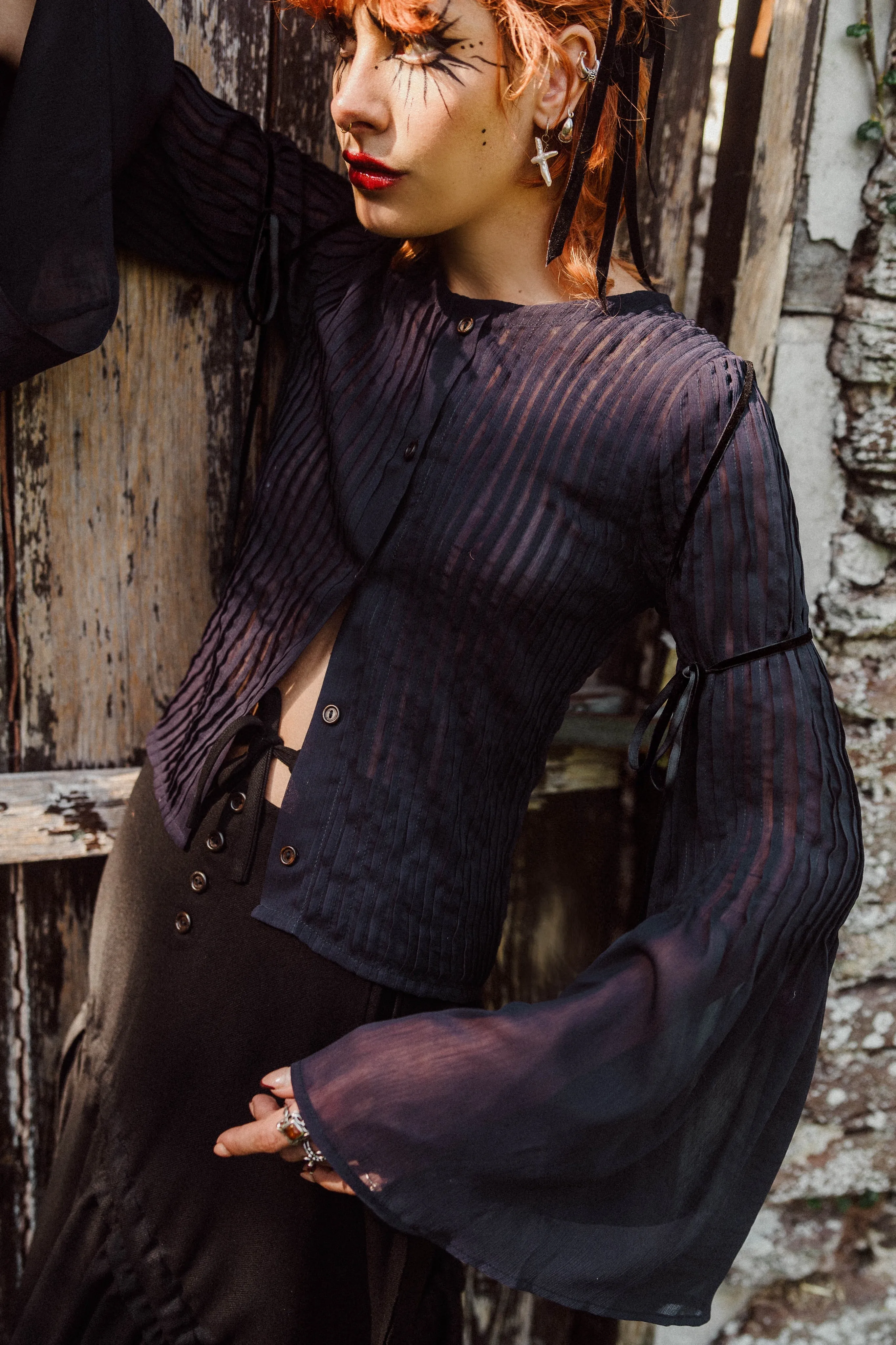 Recycled Chiffon Pleated Blouse