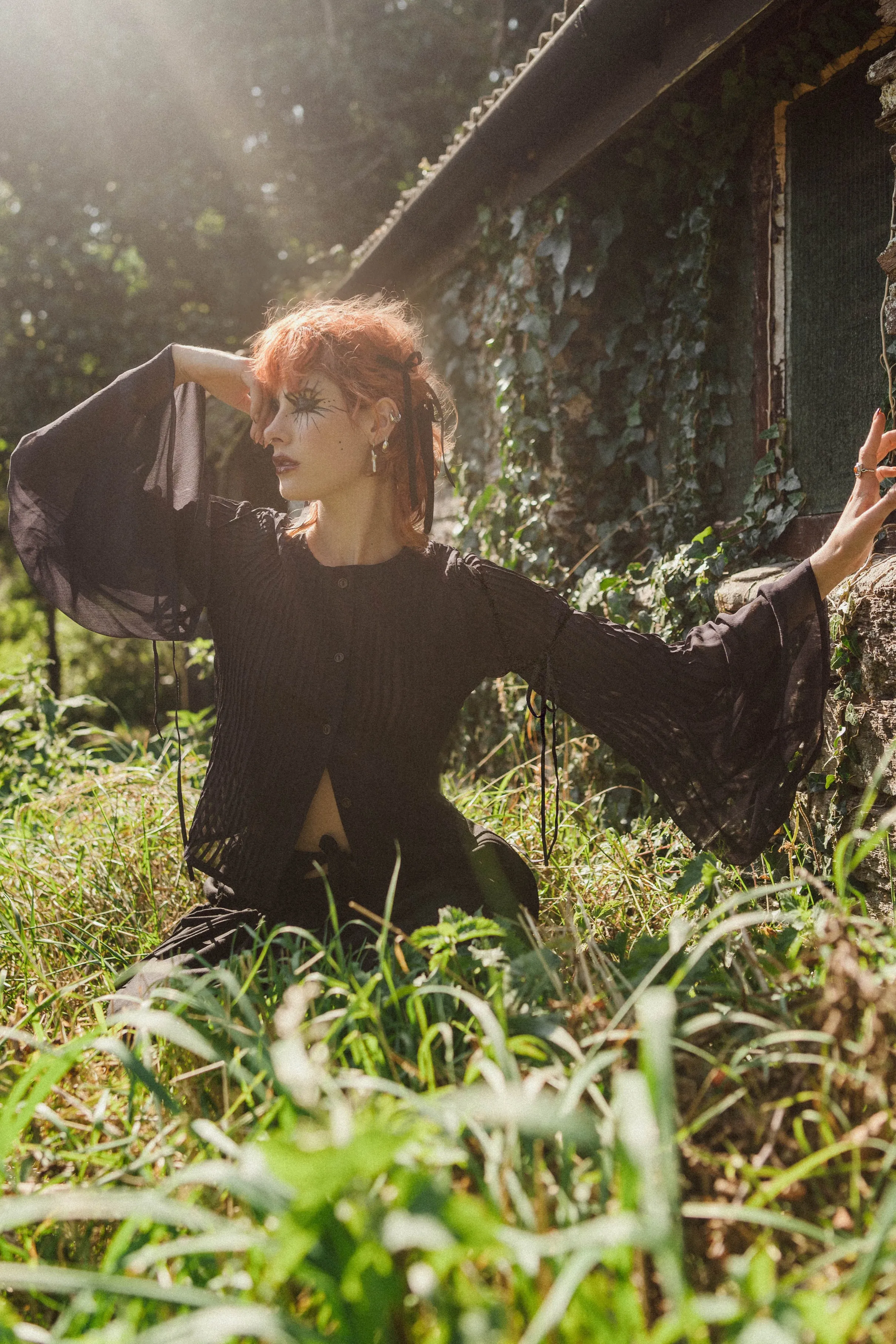 Recycled Chiffon Pleated Blouse