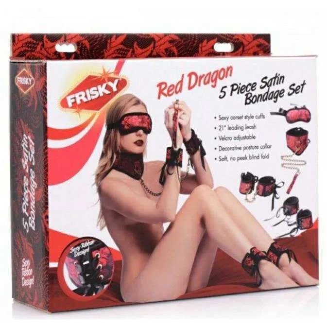 Red Dragon 5 Piece Satin Bondage Set