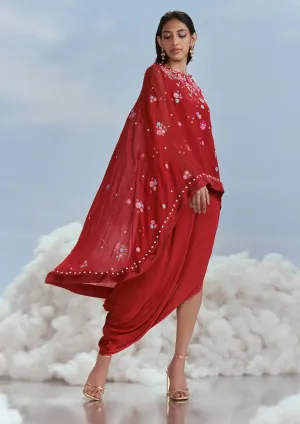 Red izmir cape and draped skirt